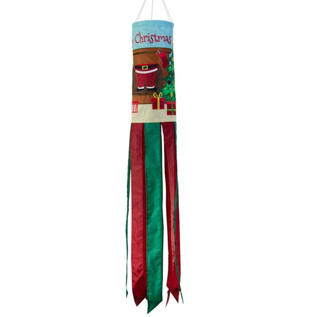 In the Breeze Merry Christmas 40 Inch Windsock - Hanging Santa Decoration - Outdoor Holiday décor